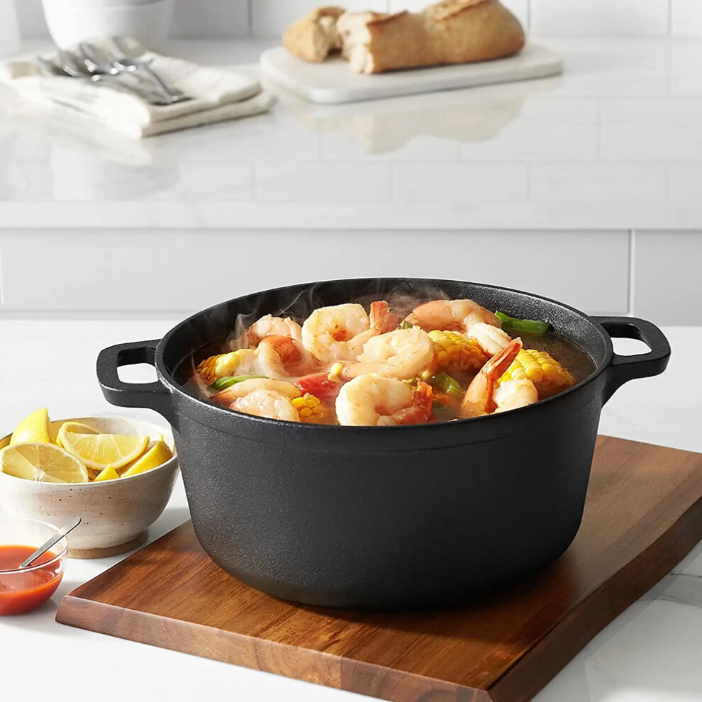 (4L) Pre-Seasoned Round Cast Iron Dutch Oven Pot with Lid