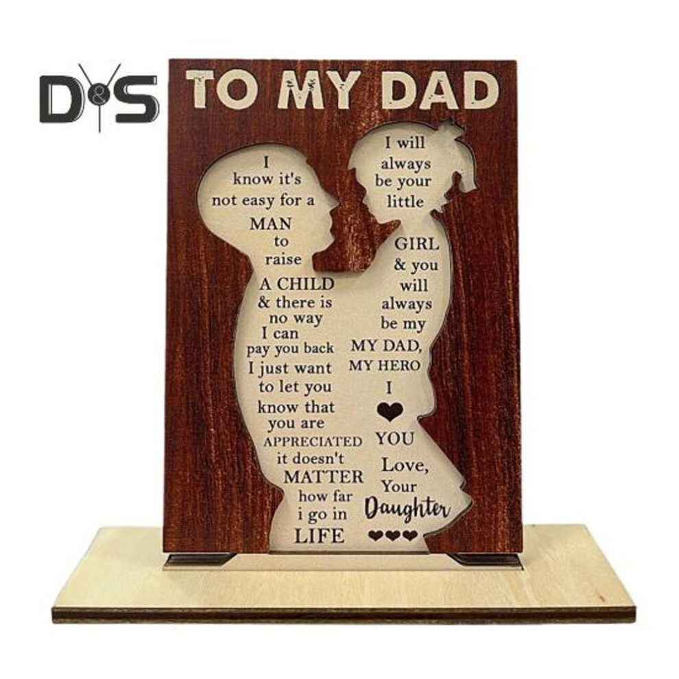 Daughter to Dad Wood Hug Sign Meaningful Ornaments Thank You Dad Plaque Heartfelt Tribute to Dad Birthday Gift for Father's Day from Daughter