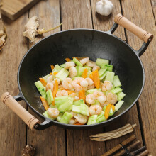 Round Cast Iron Wok with Dual Handles