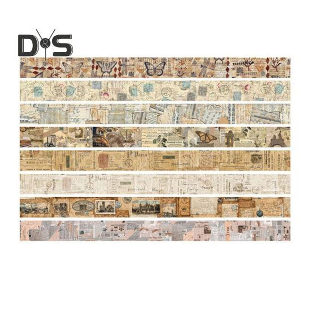 (as the picture, D) 8 Rolls Retro Washi Tape Set Vintage Decorative Masking Tape for Scrapbooking Journaling Supplies DIY Crafts Gift Wrapping