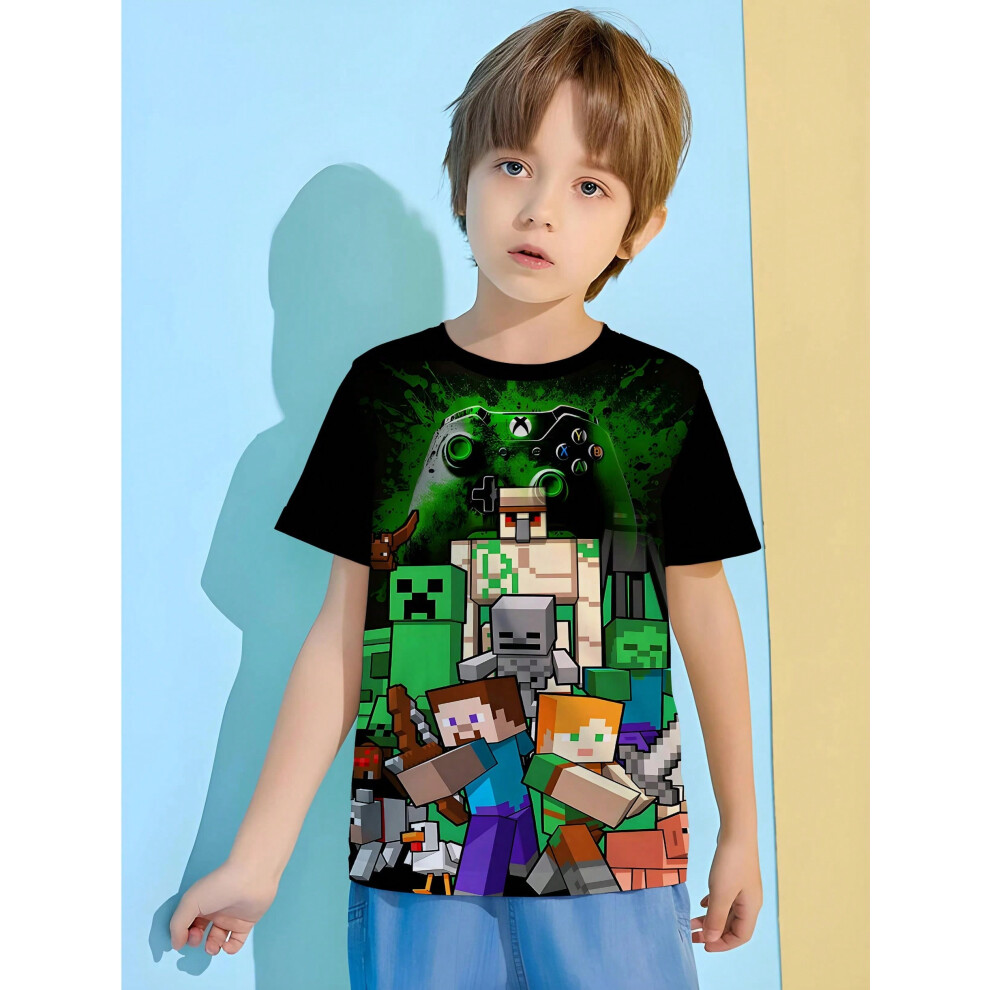 (XCTYYH2446CM, 9-10Y) Hot Game Print Baby Boys Clothing Baby Boy Clothes 8 to 10 Years Male Outdoor Clothes for Children Boy Child T Shirt Top Shirts