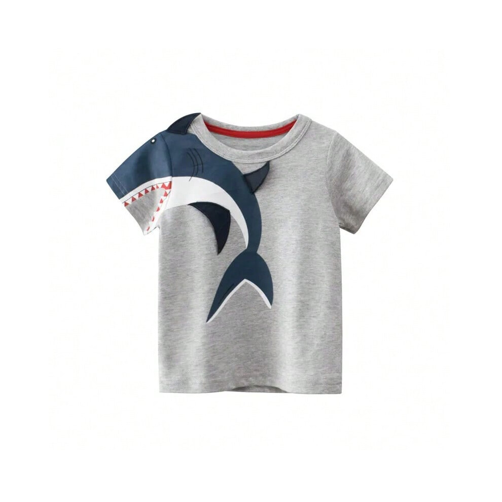(9730 Huahui, 3T) Children Short Sleeve T-shirts Korean Version Kids Clothing Boy Baby Cotton Tees 2-9 Years Summer Cartoon Tops