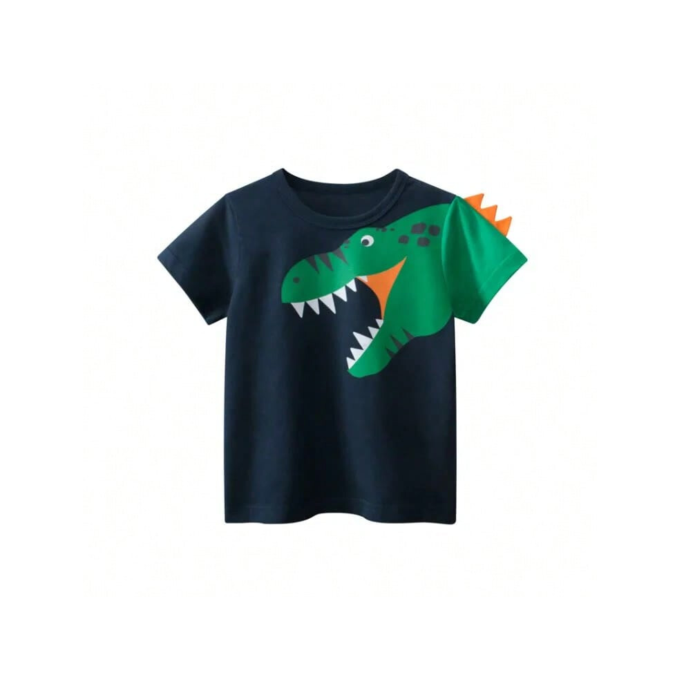 (9857, 4T) Children Short Sleeve T-shirts Korean Version Kids Clothing Boy Baby Cotton Tees 2-9 Years Summer Cartoon Tops