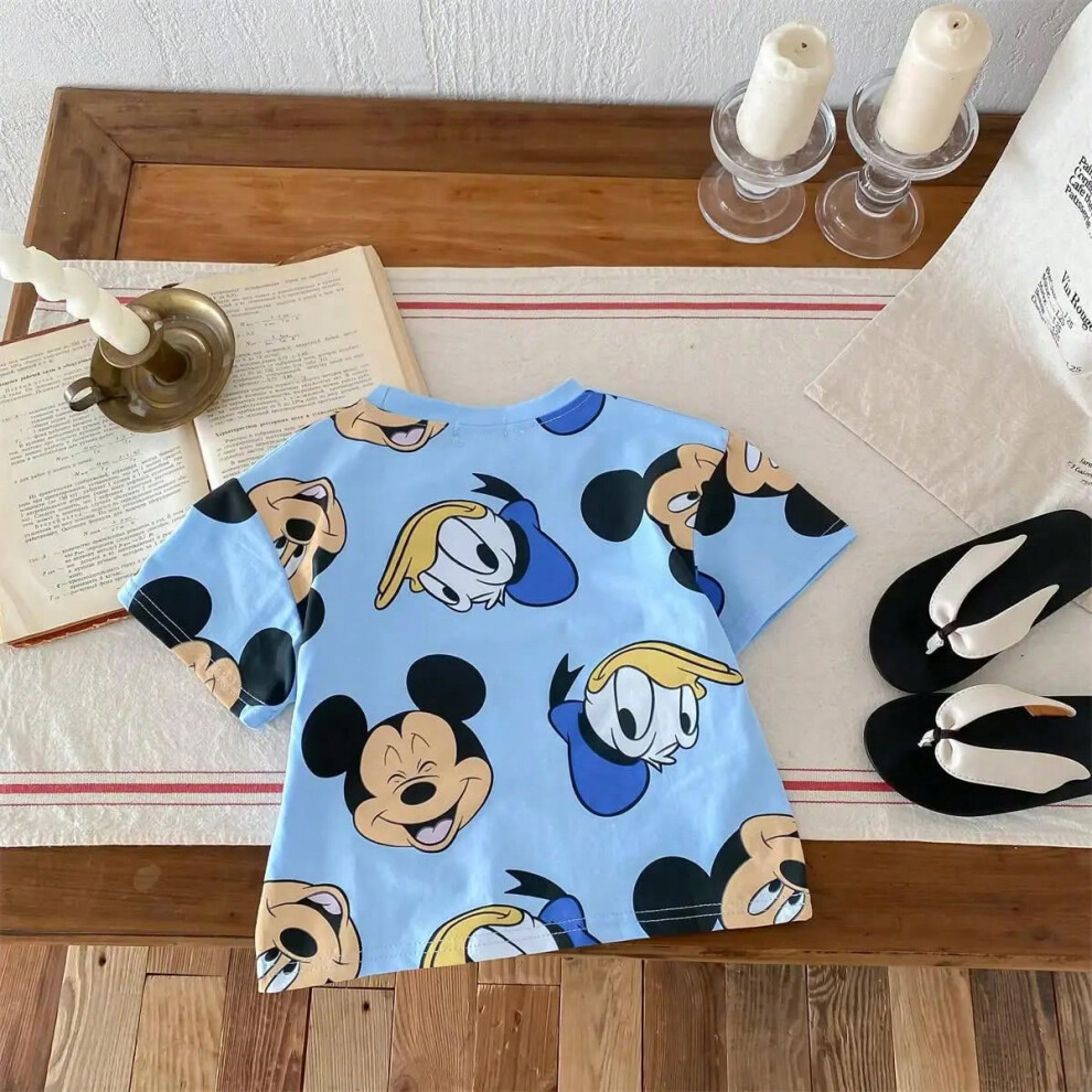 (P56, 5T) 2024 New Summer Boys T-shirt Printed Cartoon Fashion Loose Short Sleeve Tops Children Clothes Baby Round Collar Tees 9m-6y