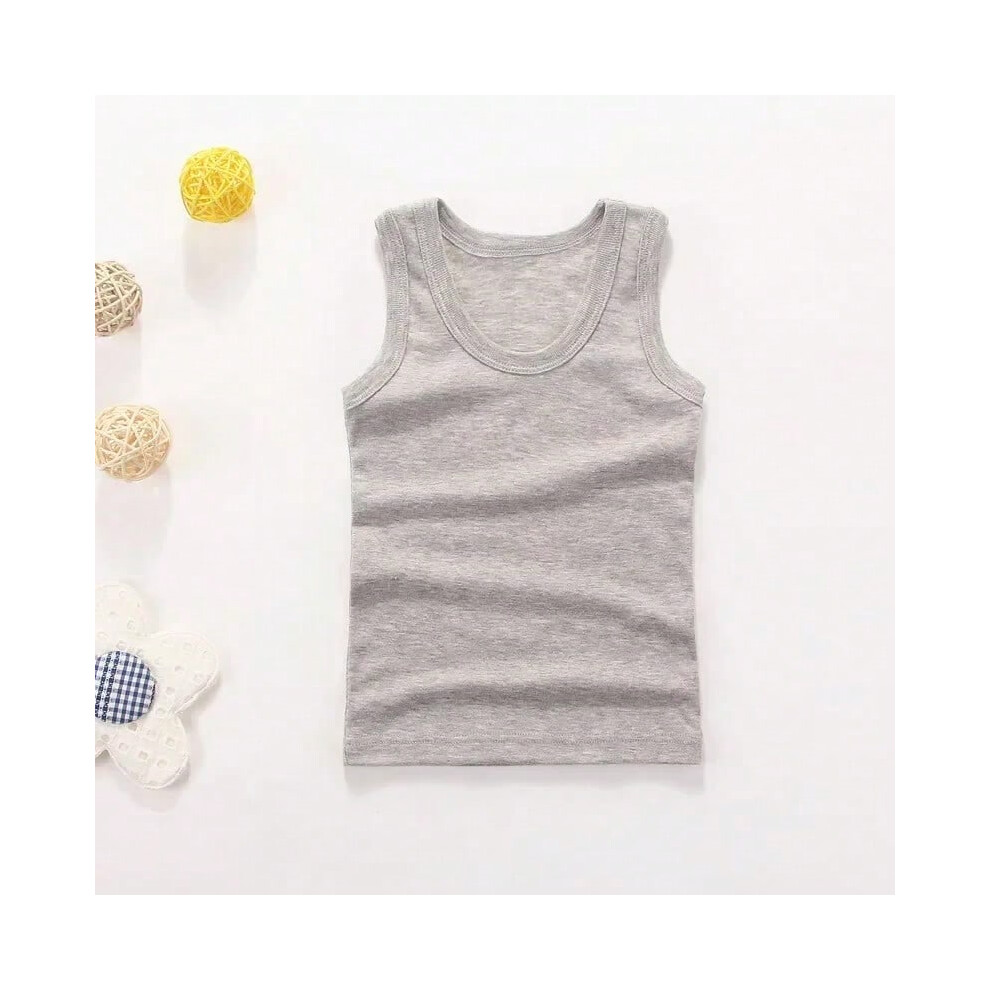 (05, 10-11T) Children Vests T-shirts Summer Boys Girls Cotton Sports Tops Waistcoat Pure Color Casual Kids Vest