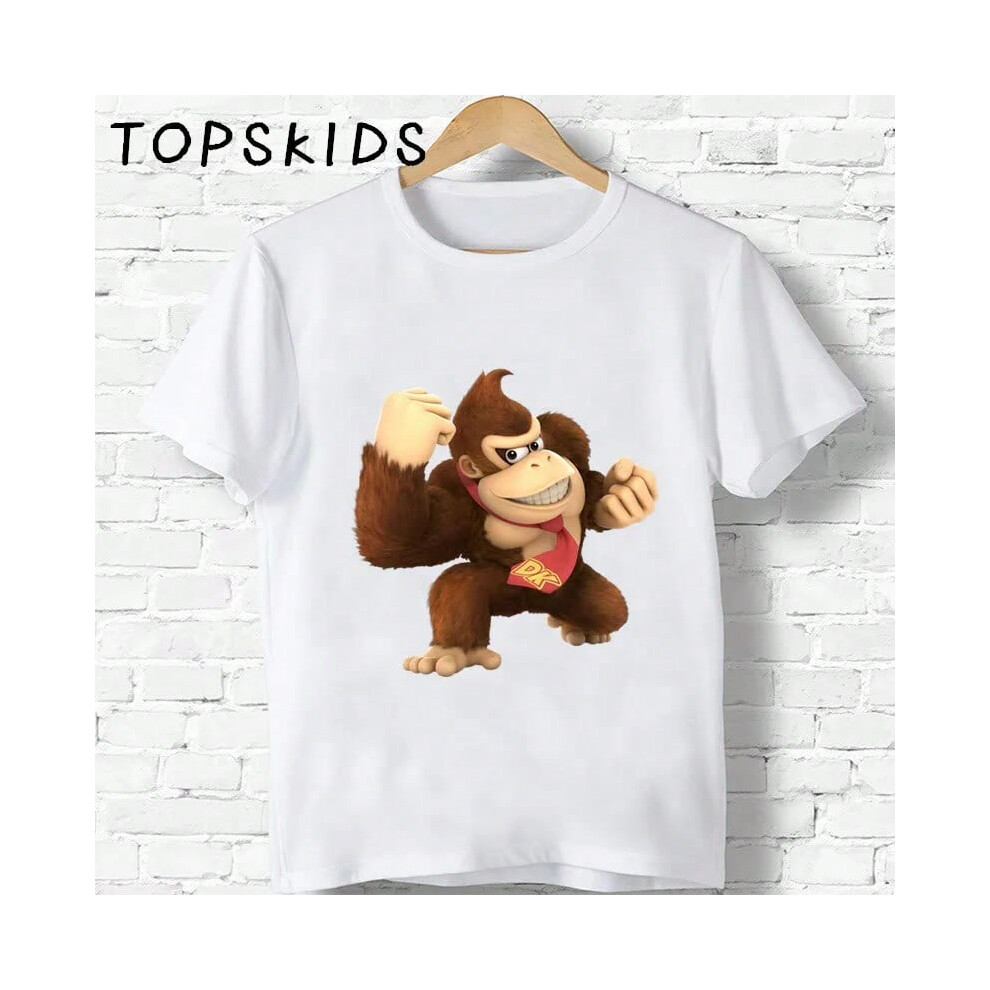 (ooo5221-V, 5T) Hot Sale Children Donkey Kong Country Print Cartoon T-shirts Boys Girls Funny Monkey Baby Tops Kids Summer Short Sleeve T shirt