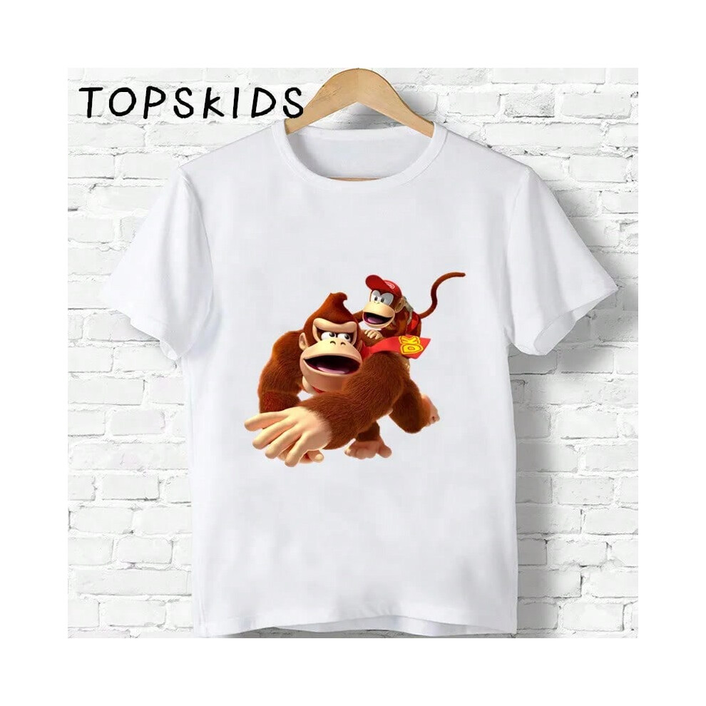 (ooo5221-Z, 8T) Hot Sale Children Donkey Kong Country Print Cartoon T-shirts Boys Girls Funny Monkey Baby Tops Kids Summer Short Sleeve T shirt