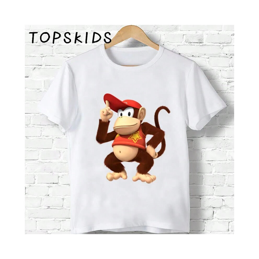 (ooo5221-N, 3T) Hot Sale Children Donkey Kong Country Print Cartoon T-shirts Boys Girls Funny Monkey Baby Tops Kids Summer Short Sleeve T shirt