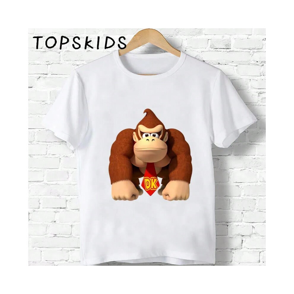 (ooo5221-W, 6T) Hot Sale Children Donkey Kong Country Print Cartoon T-shirts Boys Girls Funny Monkey Baby Tops Kids Summer Short Sleeve T shirt