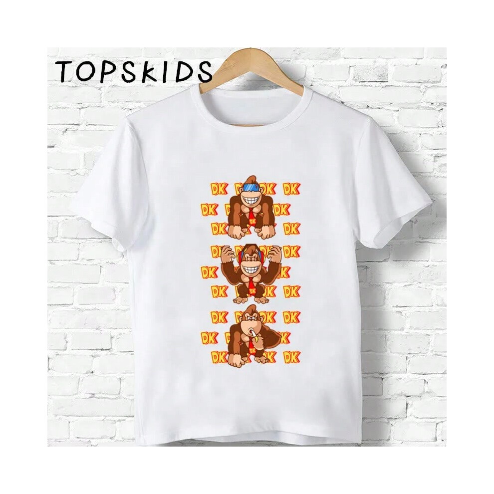 (ooo5221-B, 6T) Hot Sale Children Donkey Kong Country Print Cartoon T-shirts Boys Girls Funny Monkey Baby Tops Kids Summer Short Sleeve T shirt