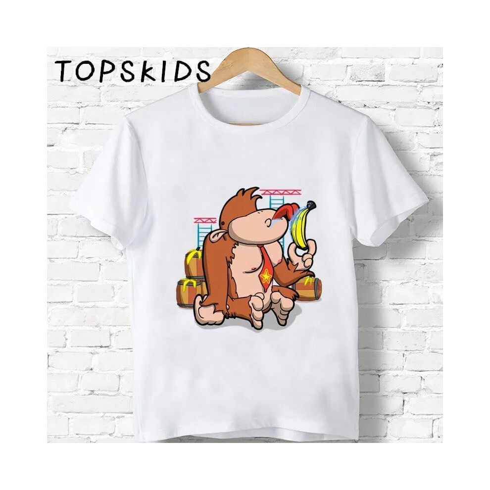 (ooo5221-C, 9T) Hot Sale Children Donkey Kong Country Print Cartoon T-shirts Boys Girls Funny Monkey Baby Tops Kids Summer Short Sleeve T shirt