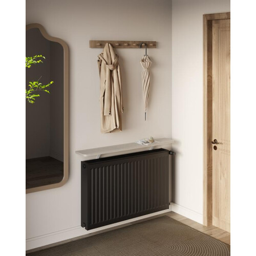 (White, 60cm) Rounded-edge Floating Radiator Shelf with Included Brackets, No Need for Drilling 2