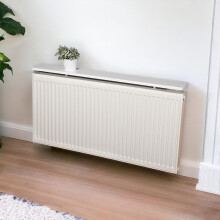 (White, 60cm) Rounded-edge Floating Radiator Shelf with Included Brackets, No Need for Drilling