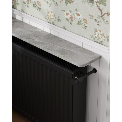 (White, 60cm) Rounded-edge Floating Radiator Shelf with Included Brackets, No Need for Drilling 1