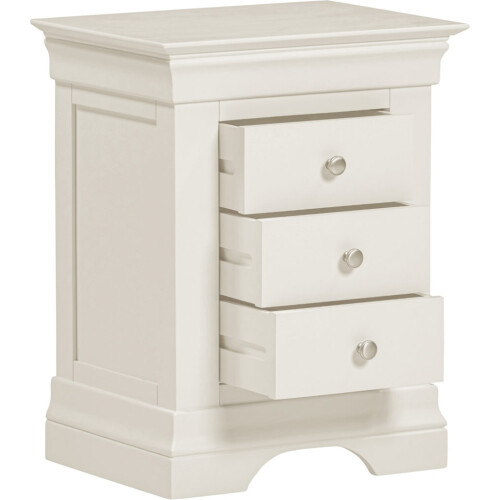 Seconique Bordeaux 3 Drawer Bedside Ivory Fully Assembled