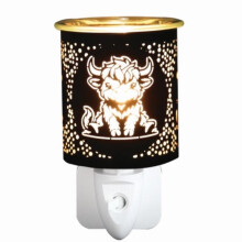 (Black Highland Cow) Plug In Electric Wax Melt Burner - Switch, Glass, Fragrance