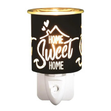 (Home Sweet Home Black) Plug In Electric Wax Melt Burner - Switch, Glass, Fragrance