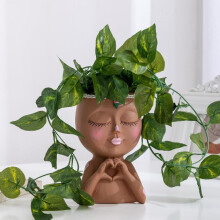 (Brown, one-size) Creative Resin Flower Pot, Modern Plant Flower Vase with Drainage Hole, Decorative Flower Vessel for Home Bedroom Balcony Garden Decor, Home Decor