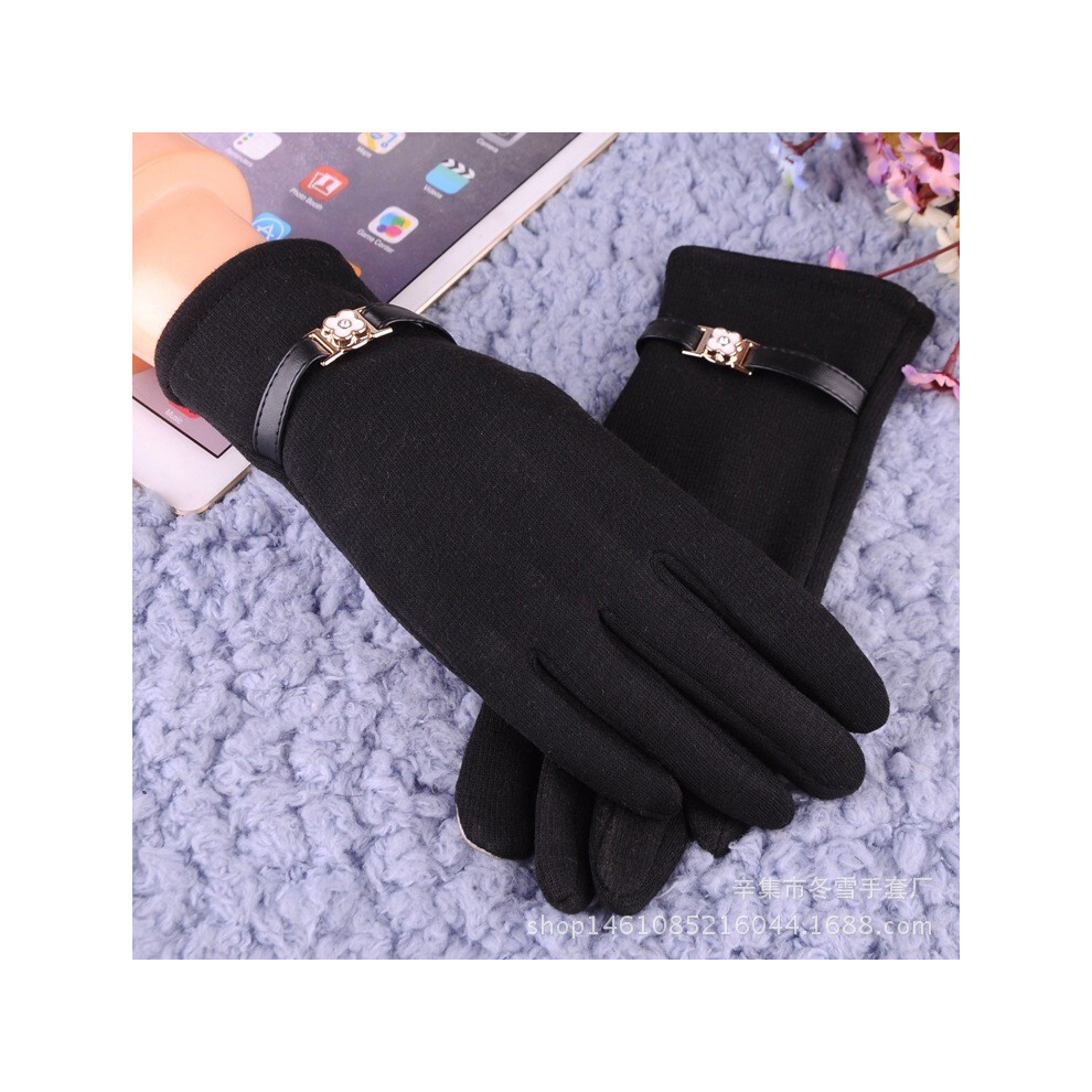 (Black)Women Warm Gloves Can Touch Mobile Screen Phones