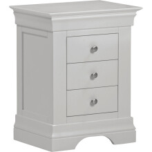 Bordeaux 3 Drawer Bedside Pebble Grey Fully Assembled