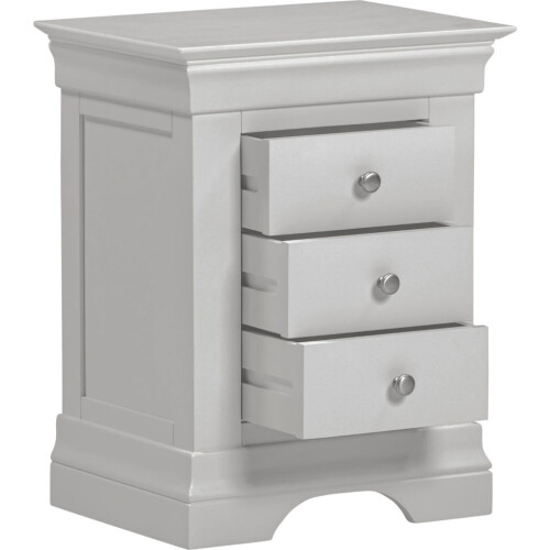 Seconique Bordeaux 3 Drawer Bedside Pebble Grey Fully Assembled 2