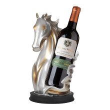 (Silver+Gold) Wine Bottle Holder,Horse Statue Wine Rack,Wine Storage Display Rack