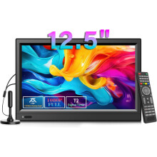 ZOSHING 12.5inch TV,Small tv with freeview Digital t2 Tuner-Headphone & HDMI & USB Ports and DC-12V in,for Mini Bedroom,Kitchen,Caravan