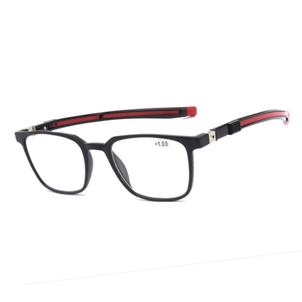 (Black, +3.0) Mens Womens Telescopic Neck Hanging Reading Glasses +1.0 ~ +4.0
