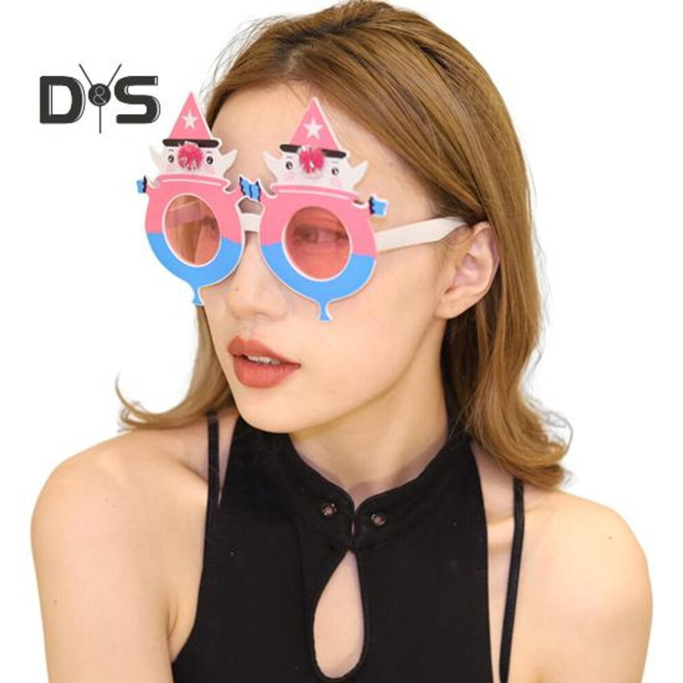 (as the picture, A) Christmas Party Glasses Cartoon Santa Snowman Elk Eyeglasses Holiday Photo Booth Props Unisex Glasses for Adults Kids