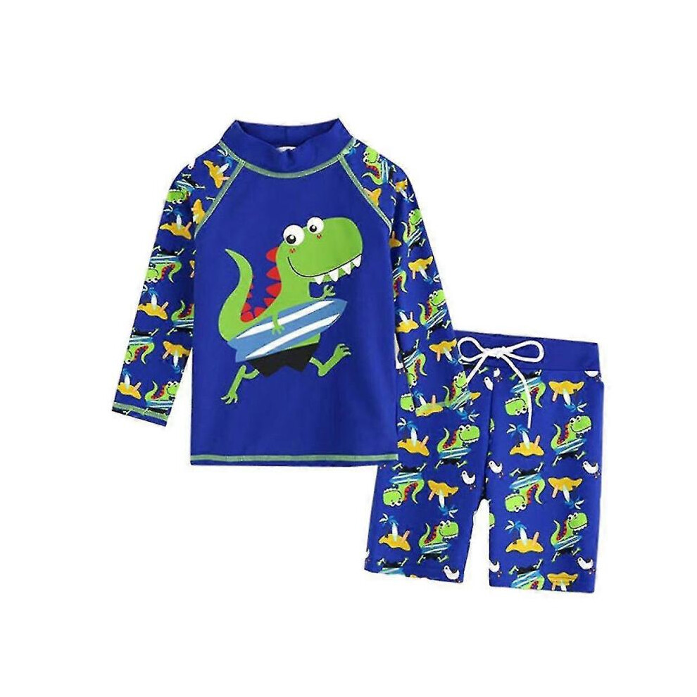 (XL, Green Dinosaur) Kids Boy Surfing Swimsuit Two Piece Swimwear Swimwear Rash Guard-image-OPC-PHD9QDR-NEW