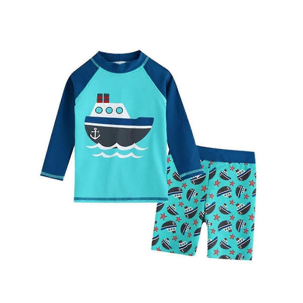 (XL, Boat) Kids Boy Surfing Swimsuit Two Piece Swimwear Swimwear Rash Guard-image-OPC-PHD9QDQ-NEW