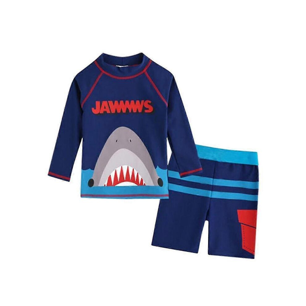 (M, Blue Shark) Kids Boy Surfing Swimsuit Two Piece Swimwear Swimwear Rash Guard-image-OPC-PHD9QD8-NEW