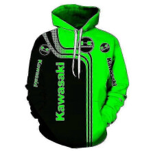 (4XL, 140) 2022 Spring And Autumn New Kawasaki 3d Printer Digital Printing Zipper Hoodie Motorcycle Running Hoodie Men Ladies New