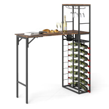 Bar Table Foldable Tabletop Tall Kitchen Island Table With Glass Racks