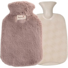 Hot Water Bottle with Soft Cover - 2L Classic Rubber Hot Water Bag & Cosy Fluffy Plush Faux Fur Cover