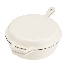 Garden Sanctuary 2 in 1 Porcelain Enamel Cast Iron Pot Frying Pan, White