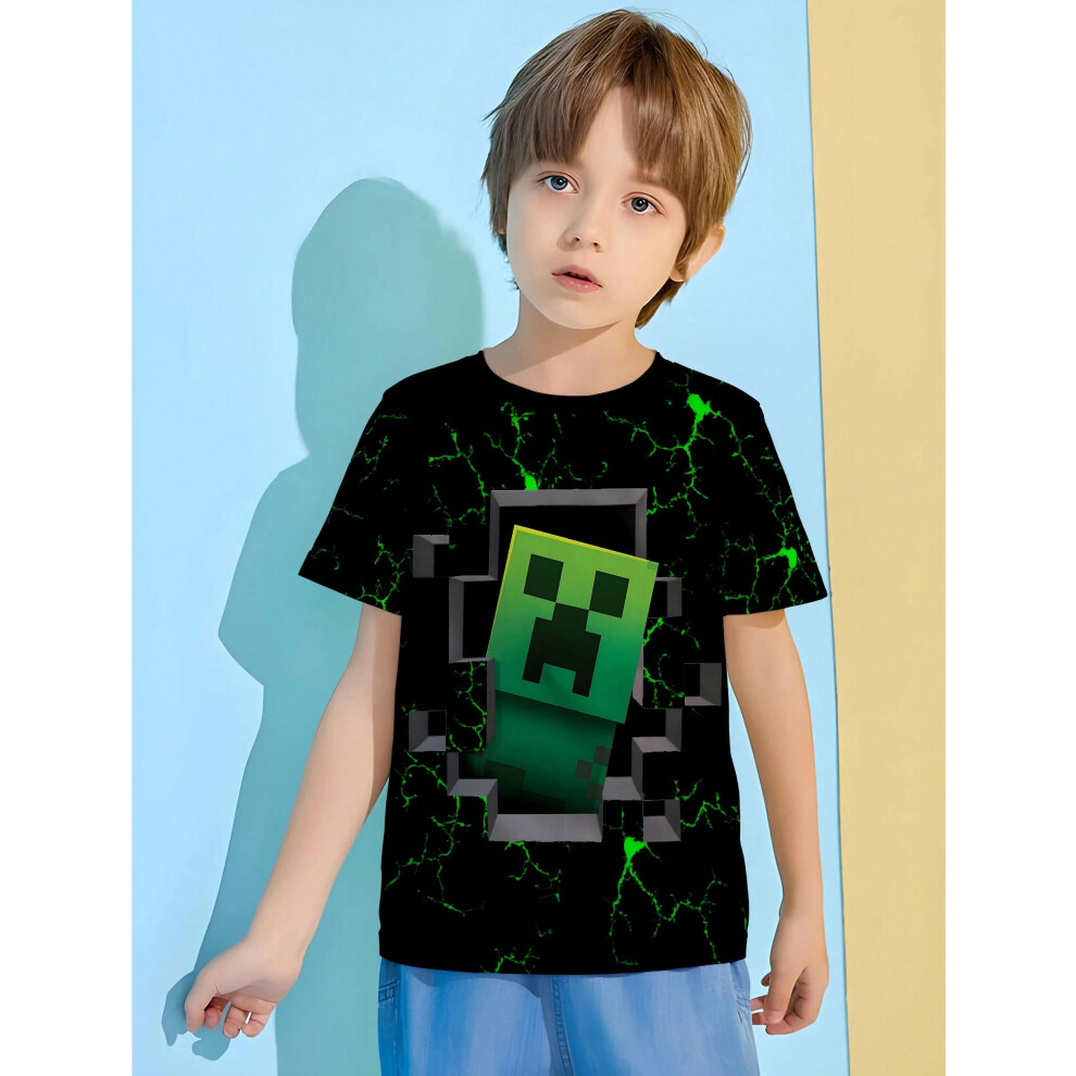 (XCTYYH2446CE, 13-14Y) Hot Game Printed Anime T-shirt for a Boy Baby Boy Clothes 8 to 10 Years Male Short Sleeve Children Top Shirts Baby Boys Clothing