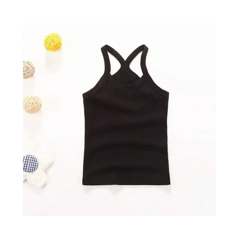 (02, 8-9T) Children Vests T-shirts Summer Boys Girls Cotton Sports Tops Waistcoat Pure Color Casual Kids Vest