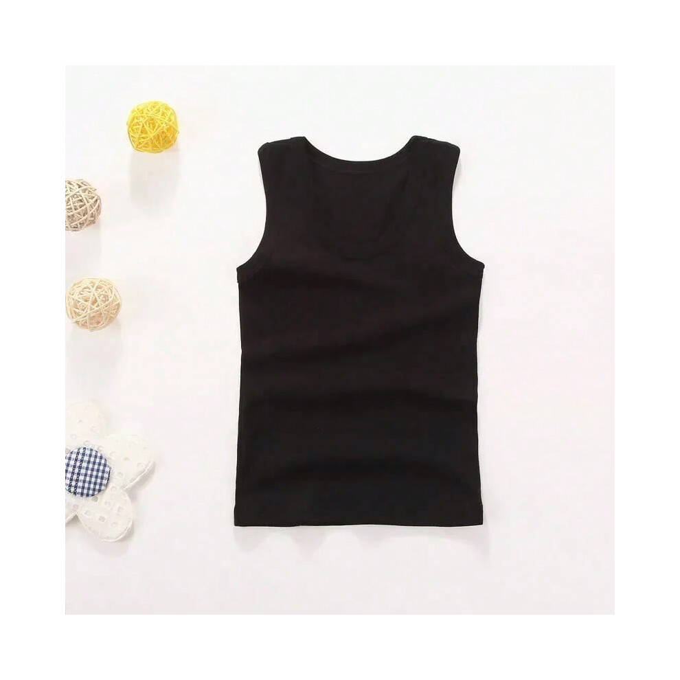(01, 10-11T) Children Vests T-shirts Summer Boys Girls Cotton Sports Tops Waistcoat Pure Color Casual Kids Vest