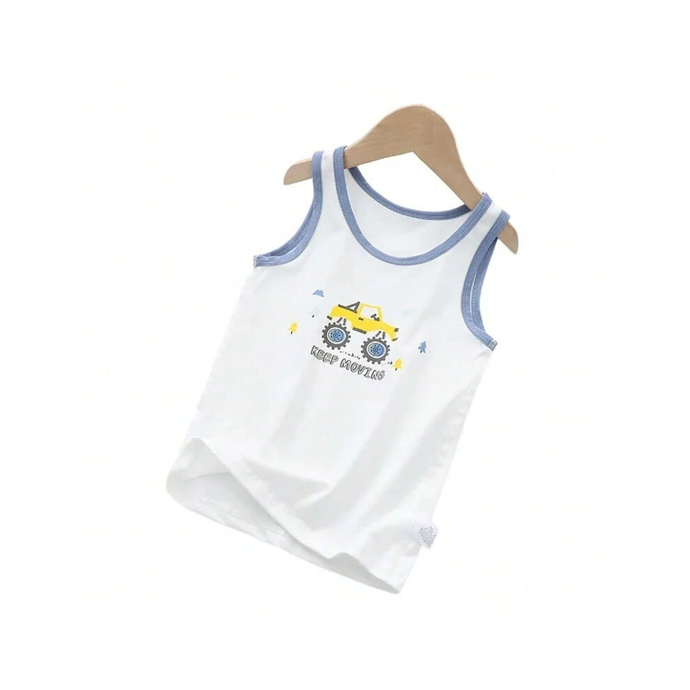 (SUV, 130(6-7 years)) 1pc Summer Kids Tops Clothes Cartoon Sleeveless Tank Breathable Cotton Children T-shirt Vest Top Clothing Outfit Boys 2-9 Years