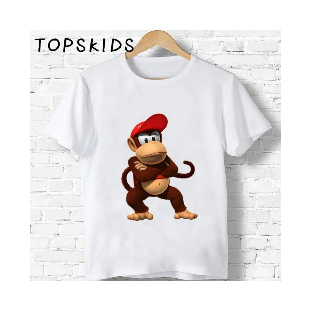 (ooo5221-K, 5T) Hot Sale Children Donkey Kong Country Print Cartoon T-shirts Boys Girls Funny Monkey Baby Tops Kids Summer Short Sleeve T shirt