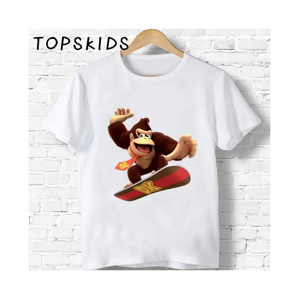 (ooo5221-I, 7T) Hot Sale Children Donkey Kong Country Print Cartoon T-shirts Boys Girls Funny Monkey Baby Tops Kids Summer Short Sleeve T shirt