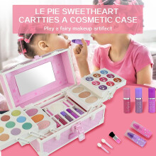 (As show, One size) Cosmetic Set for Girls Makeup Palette Eye Shadow Nail Polish Lip Balm Water Powder Makeup Box for Ki