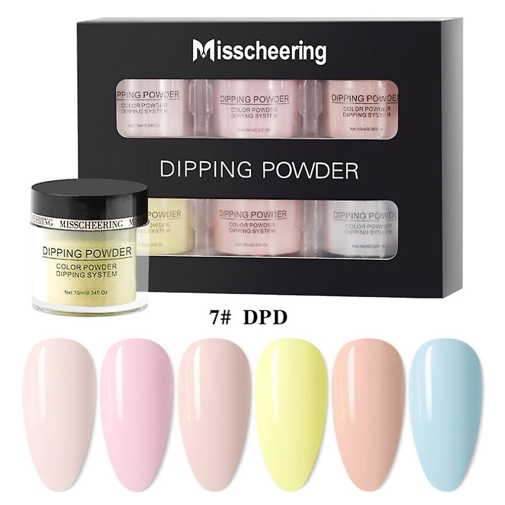 (As show, One size) 10ml Dipping Nail Powder Nail Art Glitter Powder Set 6 Colors for French Nail Extension Nail Manicur