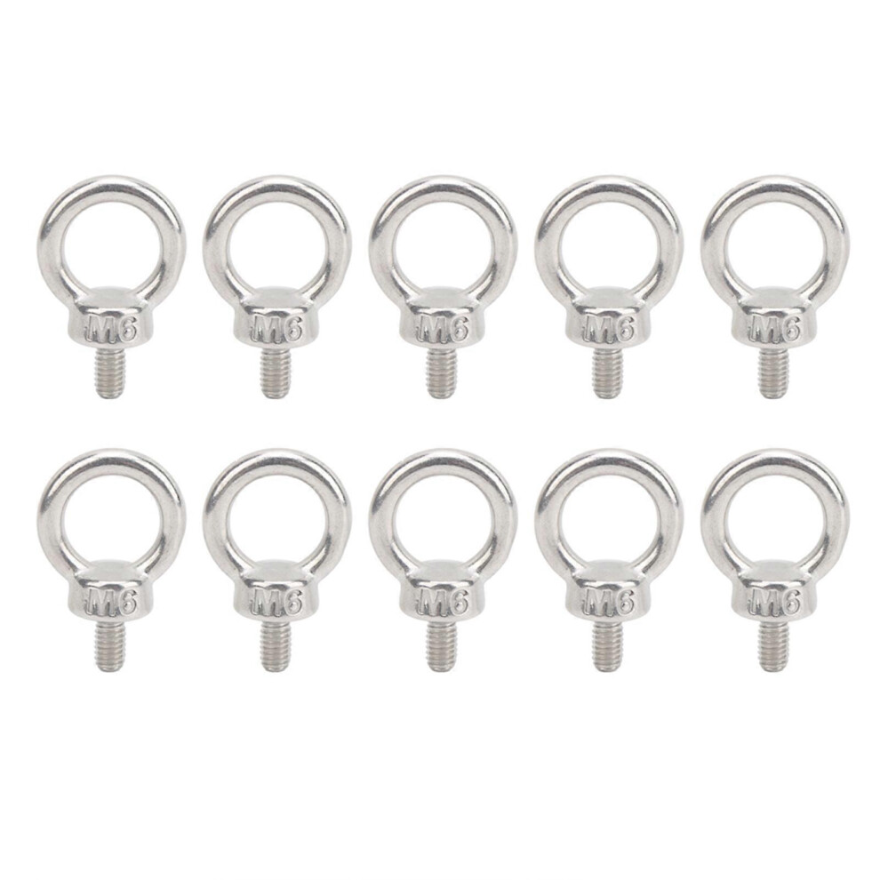 (As Show, One Size) 10Pcs M6 Lifting Eye Ring Bolts Screw 304 Stainless Steel Fastener Accessory Parts 6909775978542