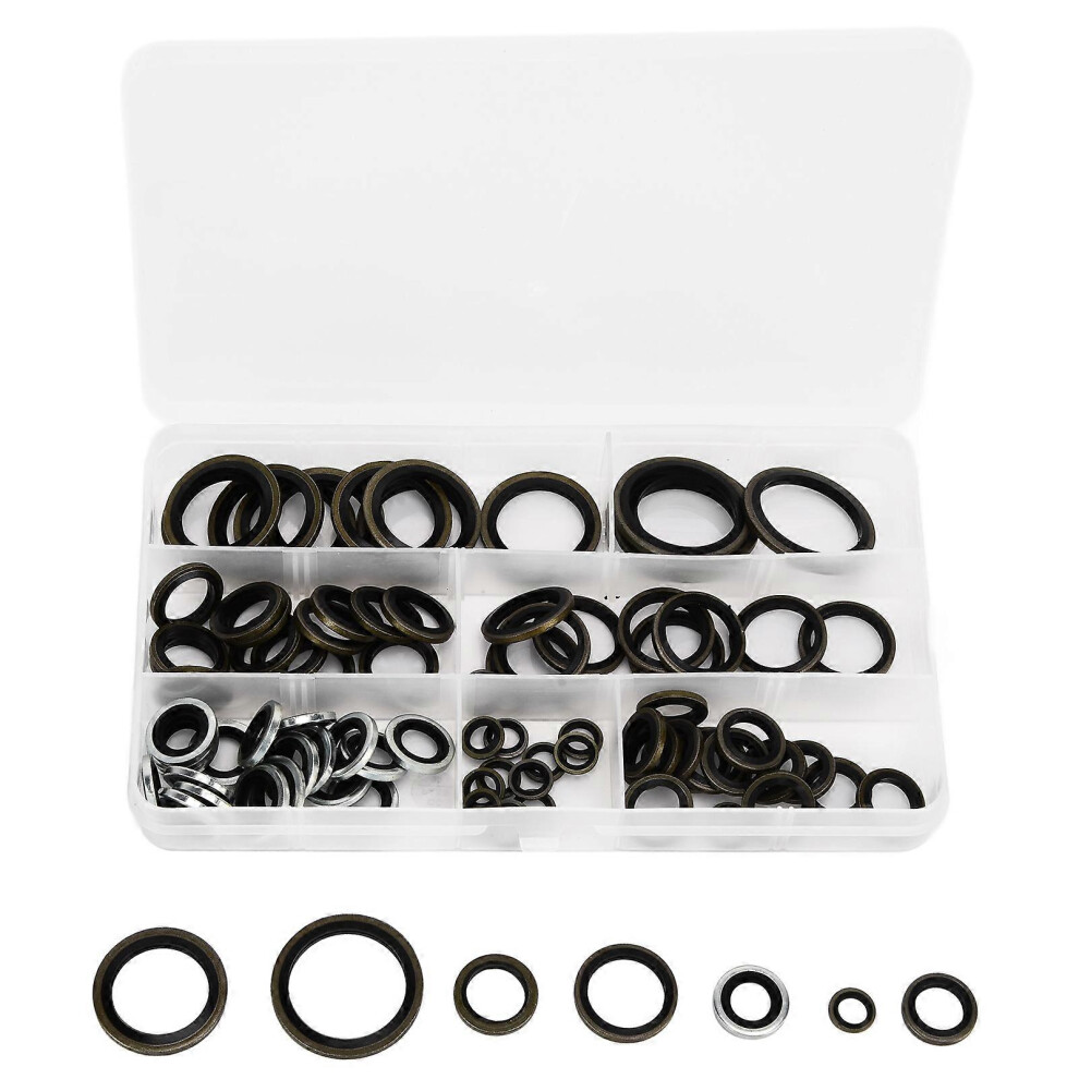 (As Show, One Size) 90Pcs O Ring Washer Rubber Iron Galvanized Sealing Flat Round Gasket Assortment Kit 6909775997093