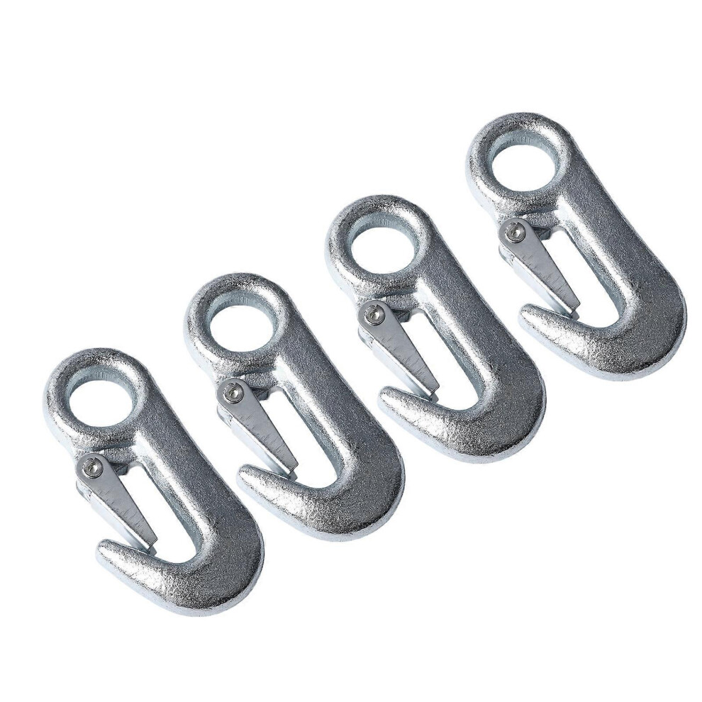(As Show, One Size) 4Pcs Trailer Snap Hook 90Mm Iron Tow Hook Safety Chain Hook Hardware With Latch For Industry Marine 6909775997734