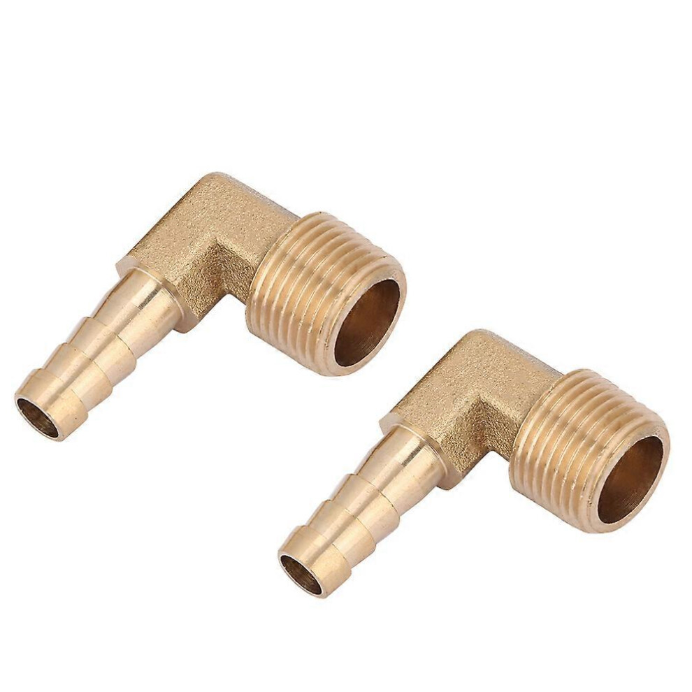 (As Show, One Size) 2Pc/Set G3/8 Male Thread Brass Elbow Hose Barb Coupling Connector Joint Adapter Fitting(8Mm) 6909775996850