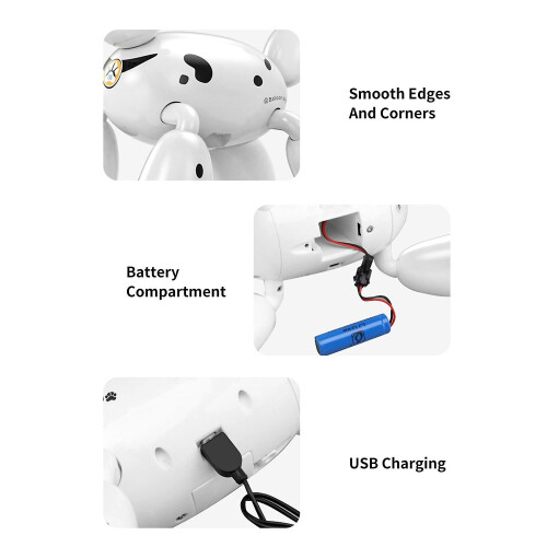 (White, One size) Remote Control Dog, Remote Control Programming Balloon Dog Intelligent Singing Dancing Toy for Kids 2