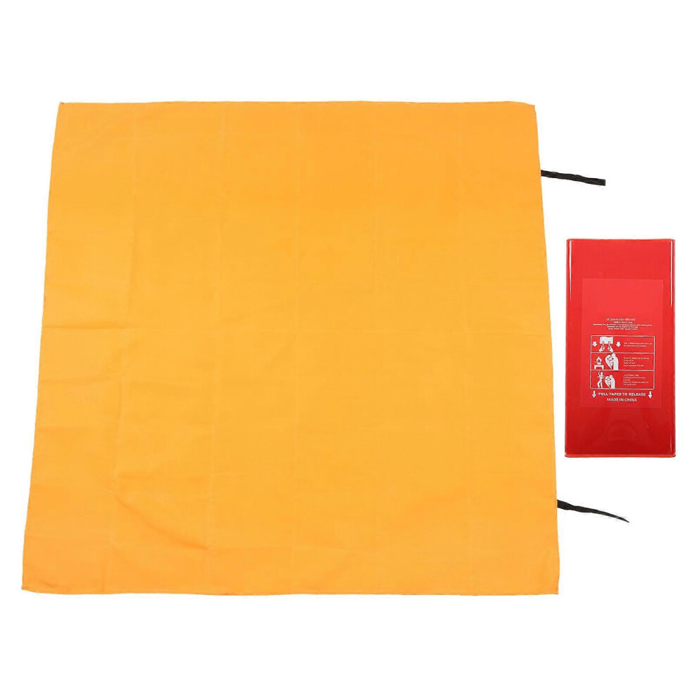 (As Show, One Size) Orange Emergency Fire Blanket Suppression Flame Retardent Safety Fire Blanket For Hotel 1.5X1.5m 6909775996492